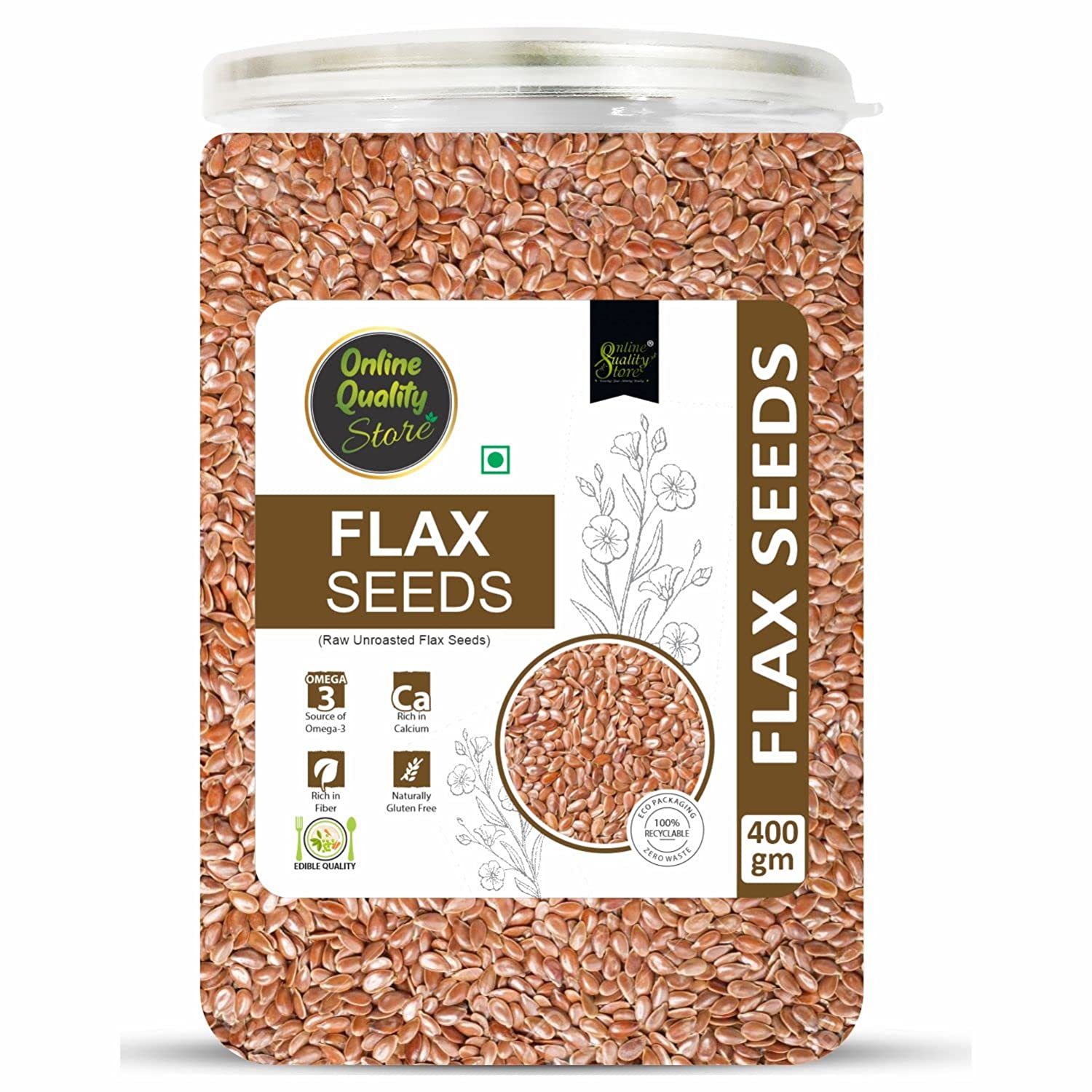 Nutri Organics Flax Seeds Raw Pouch, 1000 g
